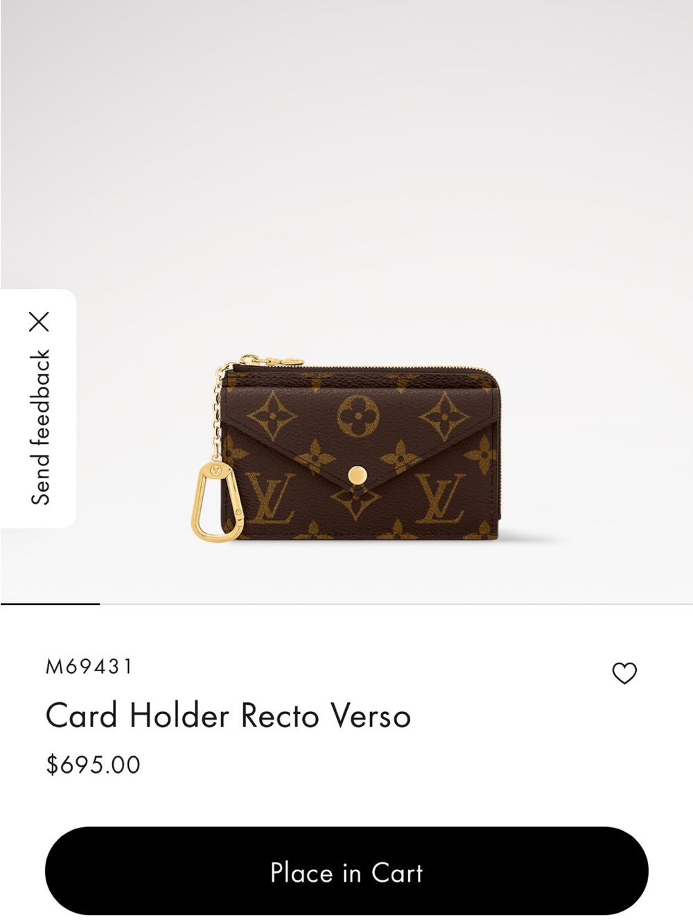 Louis Vuitton Monogram Canvas Card Holder with Gold Hardware